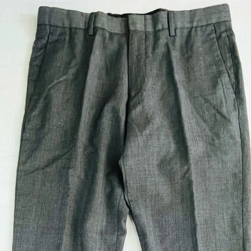 J.Crew Ludlow Wool Pants Mens 32 Gray Flat Front Slim Fit Suit Pants Taper Cuff